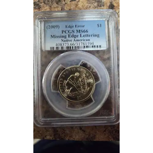 (2009) $1 Native American  Missing Edge Lettering