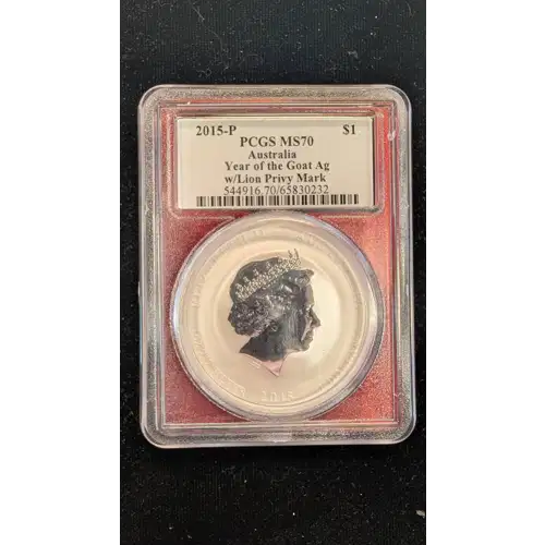 2015-P $1 Year of the Goat Ag w/Lion Privy Mark
