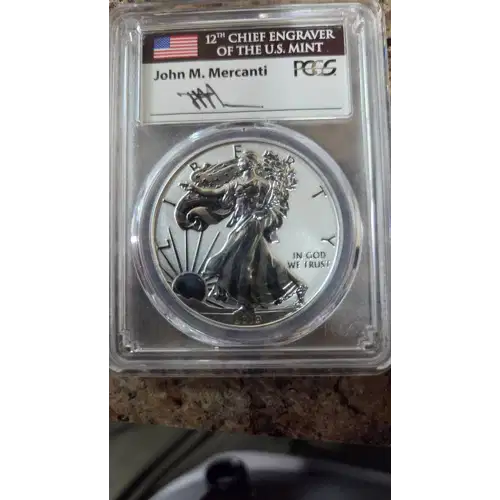 2019-S $1 Silver Eagle Enhanced Rev PR First Strike Mercanti Flag (2)