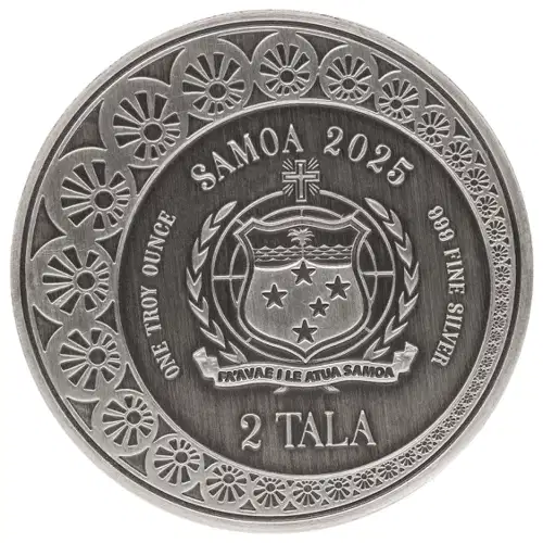 2025 1 oz Samoan - Mermaid & Pearl Antique Silver Coin (2)