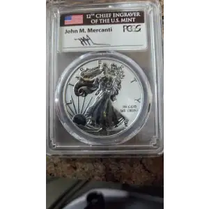 2019-S $1 Silver Eagle Enhanced Rev PR First Strike Mercanti Flag (2)